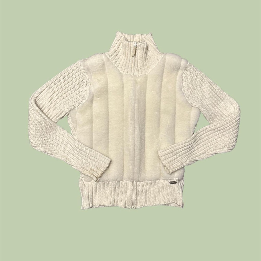 🌥️Song Fur ribbed fitted zip up sweater